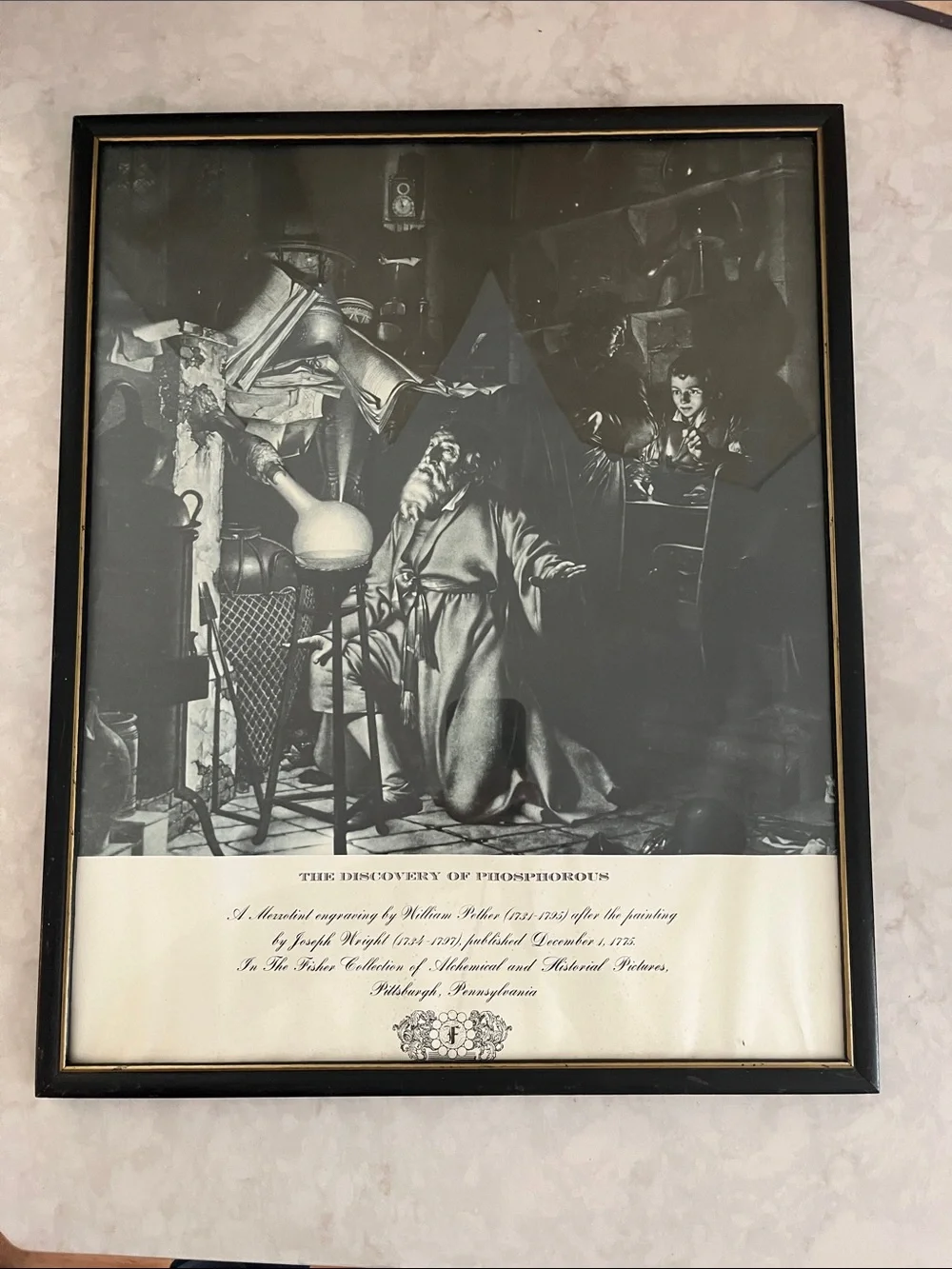Vintage/antique Dark Academia Framed poster print “The Discovery of Phosphorus “